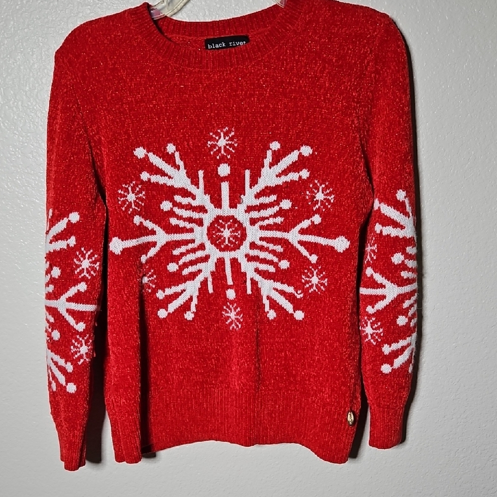 Black Rivet Festive Red and White Sweater